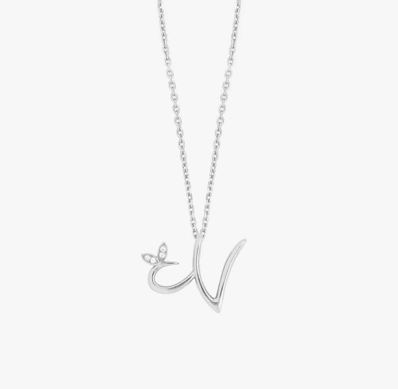SILVER WING NECKLACE & EARRING INITIAL SET