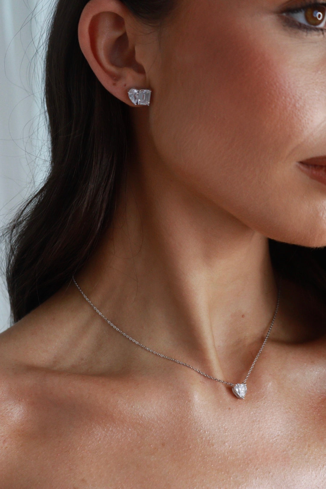 2CT Lab Diamond Heart Necklace 925 Silver