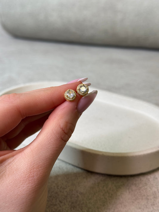 CIRCLE STUD DIAMOND EARRINGS GOLD