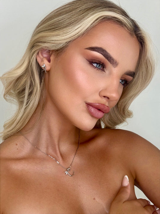 SILVER WING NECKLACE & EARRING INITIAL SET