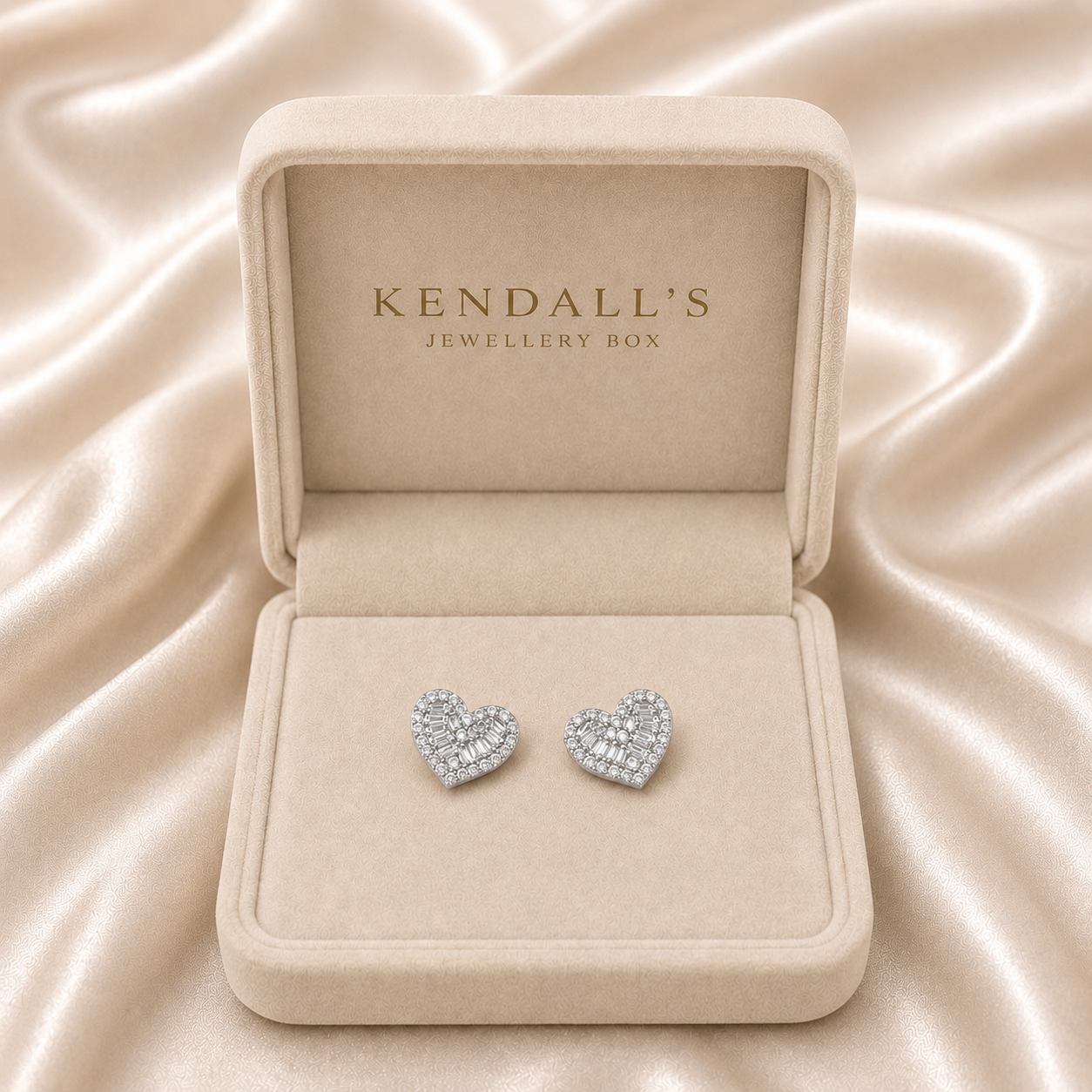 Love Heart Baguette Crystal Studs