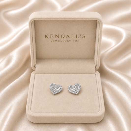 Love Heart Baguette Crystal Studs