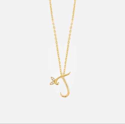 SILVER WING NECKLACE & EARRING INITIAL SET