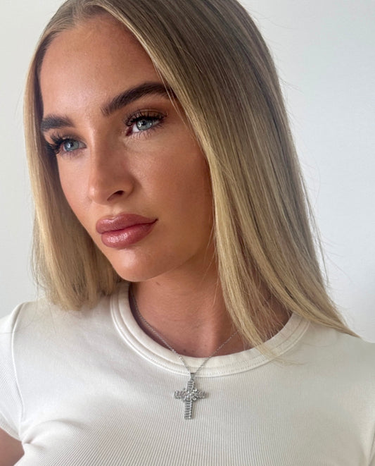 CLASSIC DIAMOND DOUBLE CROSS NECKLACE