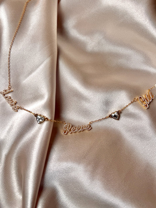 Multiple Name Personalised Diamond Necklace.