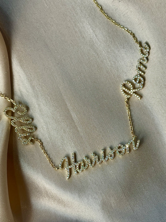 Multiple Name Lab Diamond Necklace (Newest Font)