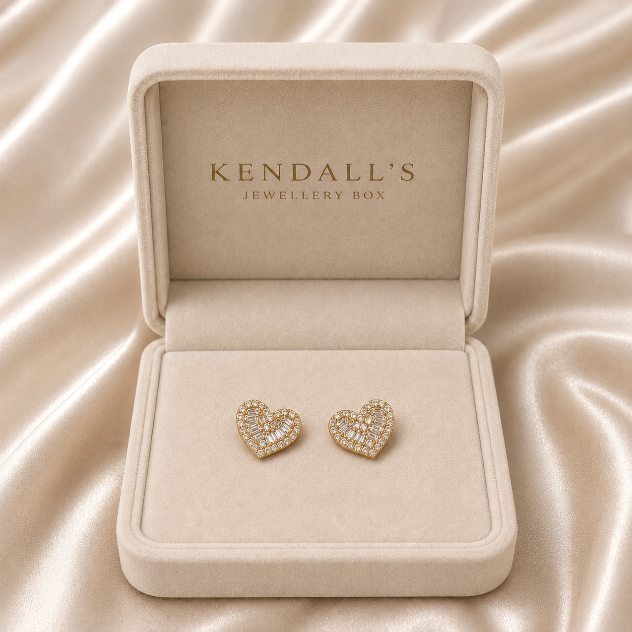 Love Heart Baguette Crystal Studs