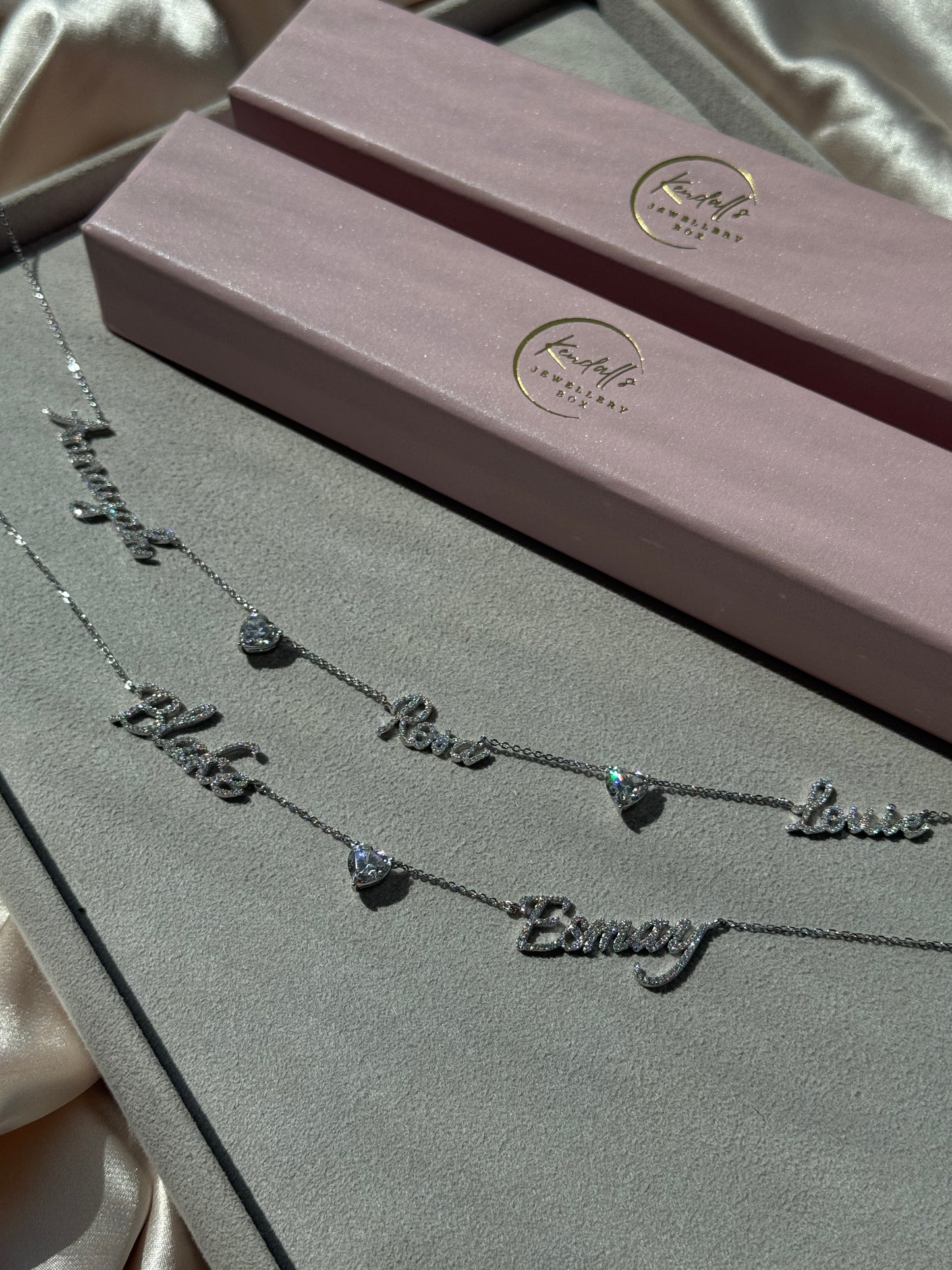 Multiple Name Lab Diamond Necklace (Inc 2CT Diamond heart)