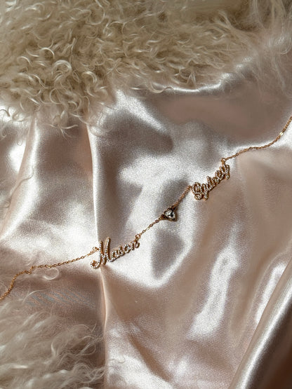 Multiple Name Personalised Diamond Necklace.