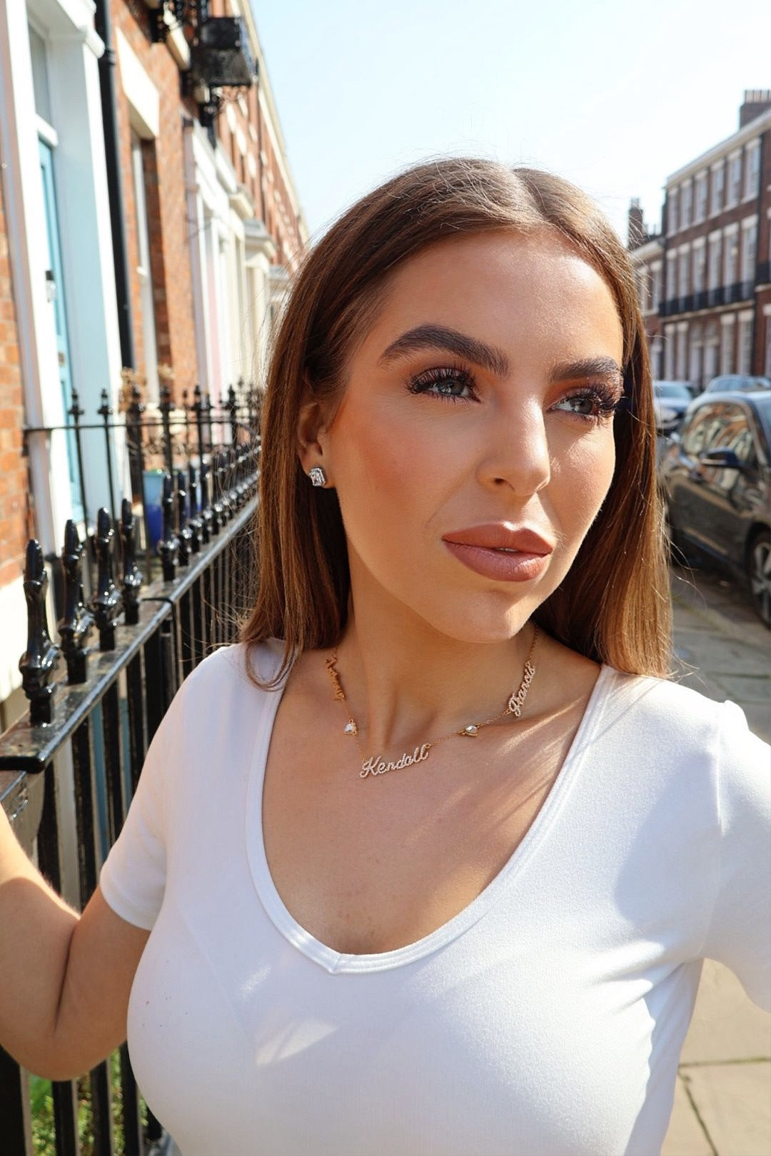 Multiple Name Necklace Full CZ Stone Heart.