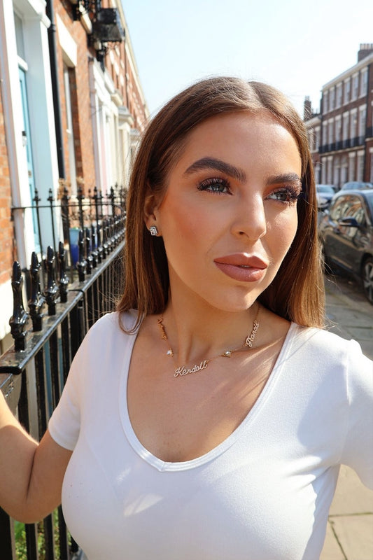 Multiple Name Necklace Full CZ Stone Heart.