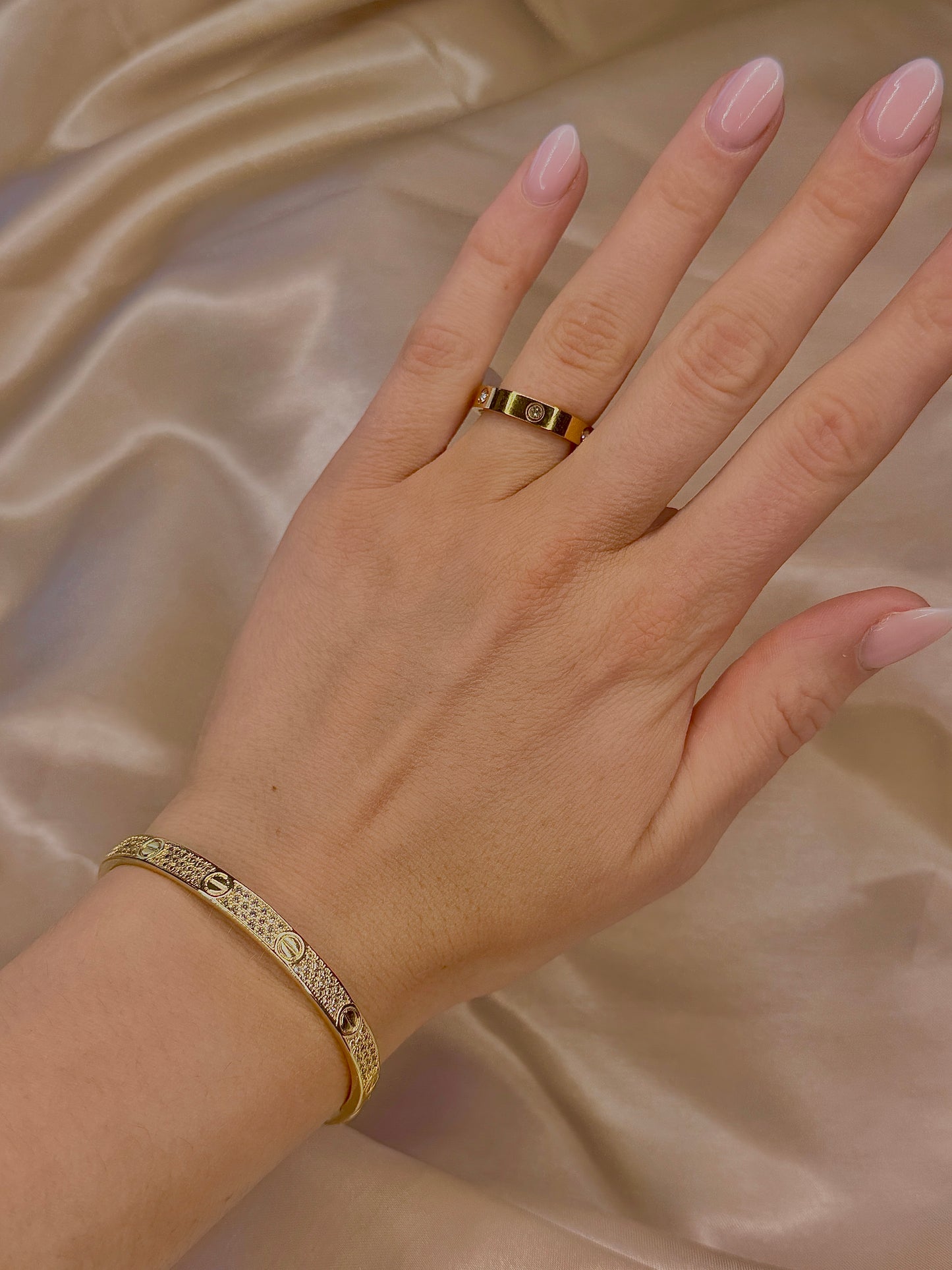 Crystal Screw Bangle + Ring Set