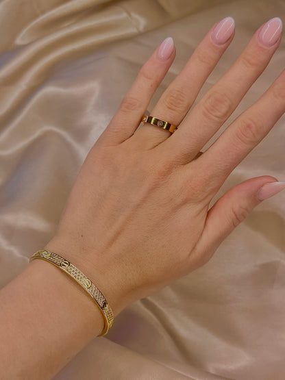 Crystal Screw Bangle + Ring Set