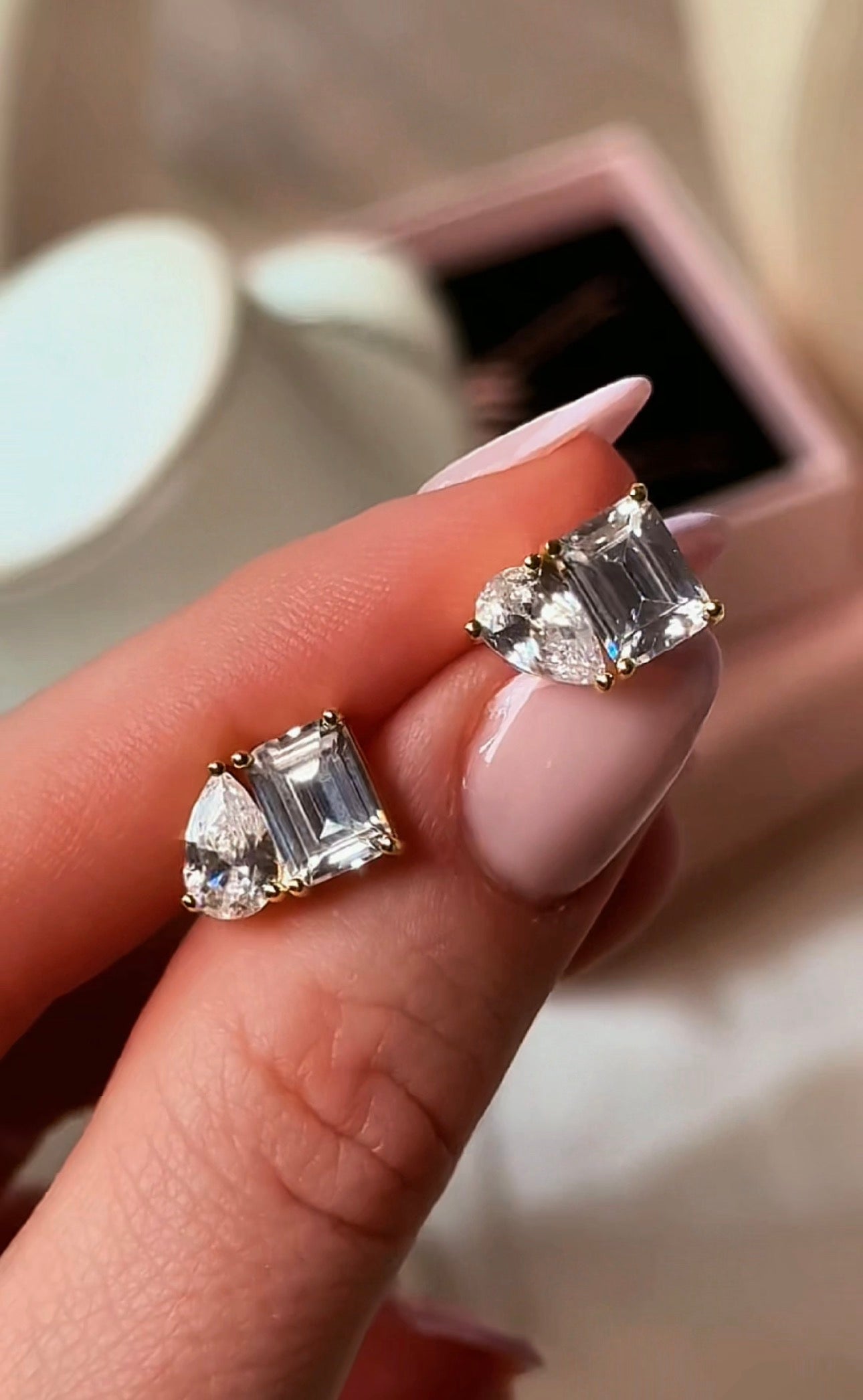 Duo Cut Crystal Earrings.