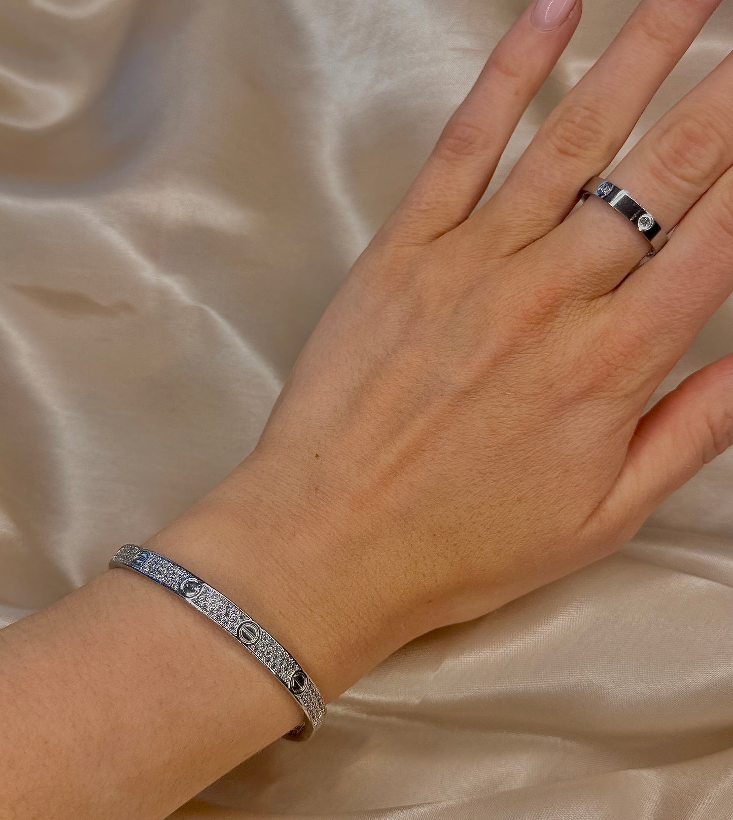Crystal Screw Bangle + Ring Set