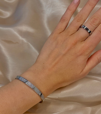 Crystal Screw Bangle + Ring Set