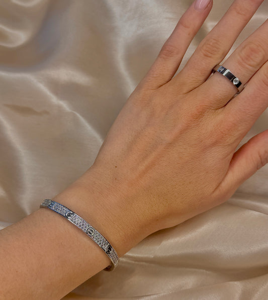 Crystal Screw Bangle + Ring Set