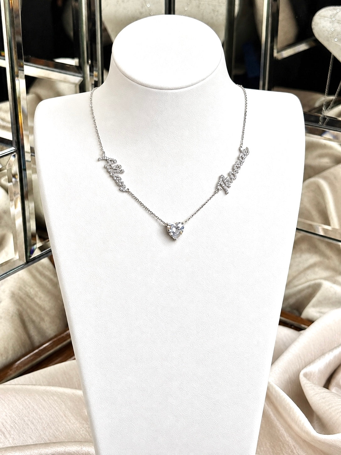 18K Personalised Necklace With 2.1 CT Heart
