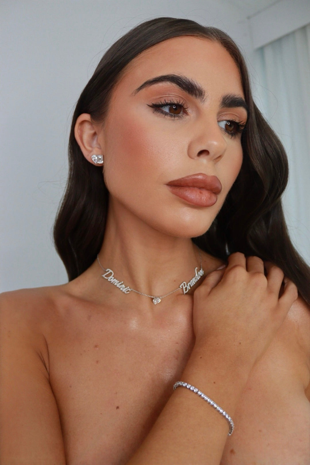Multiple Name Lab Diamond Necklace (Inc 2CT Diamond heart)