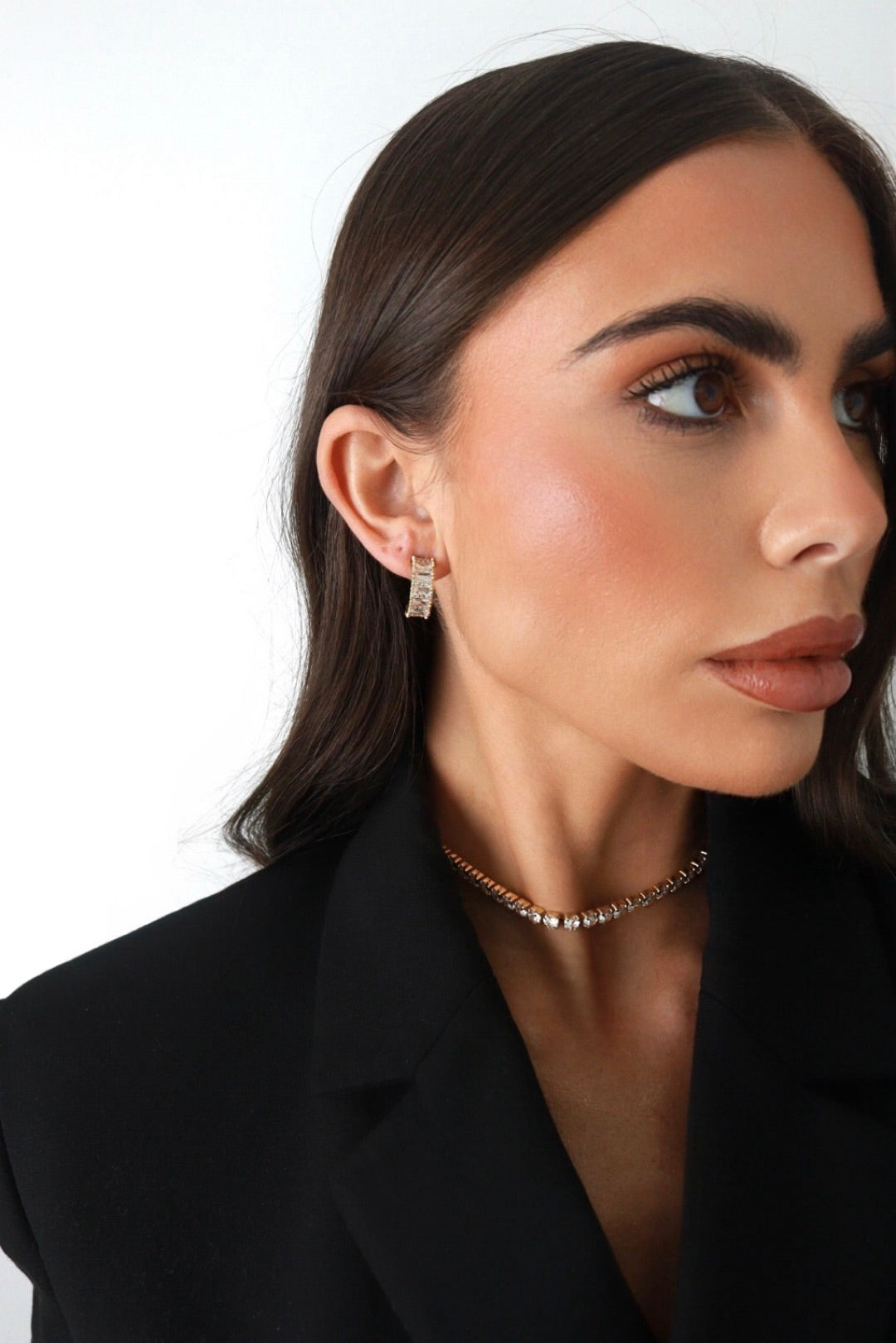 Heart Tennis Necklace + Earrings Set