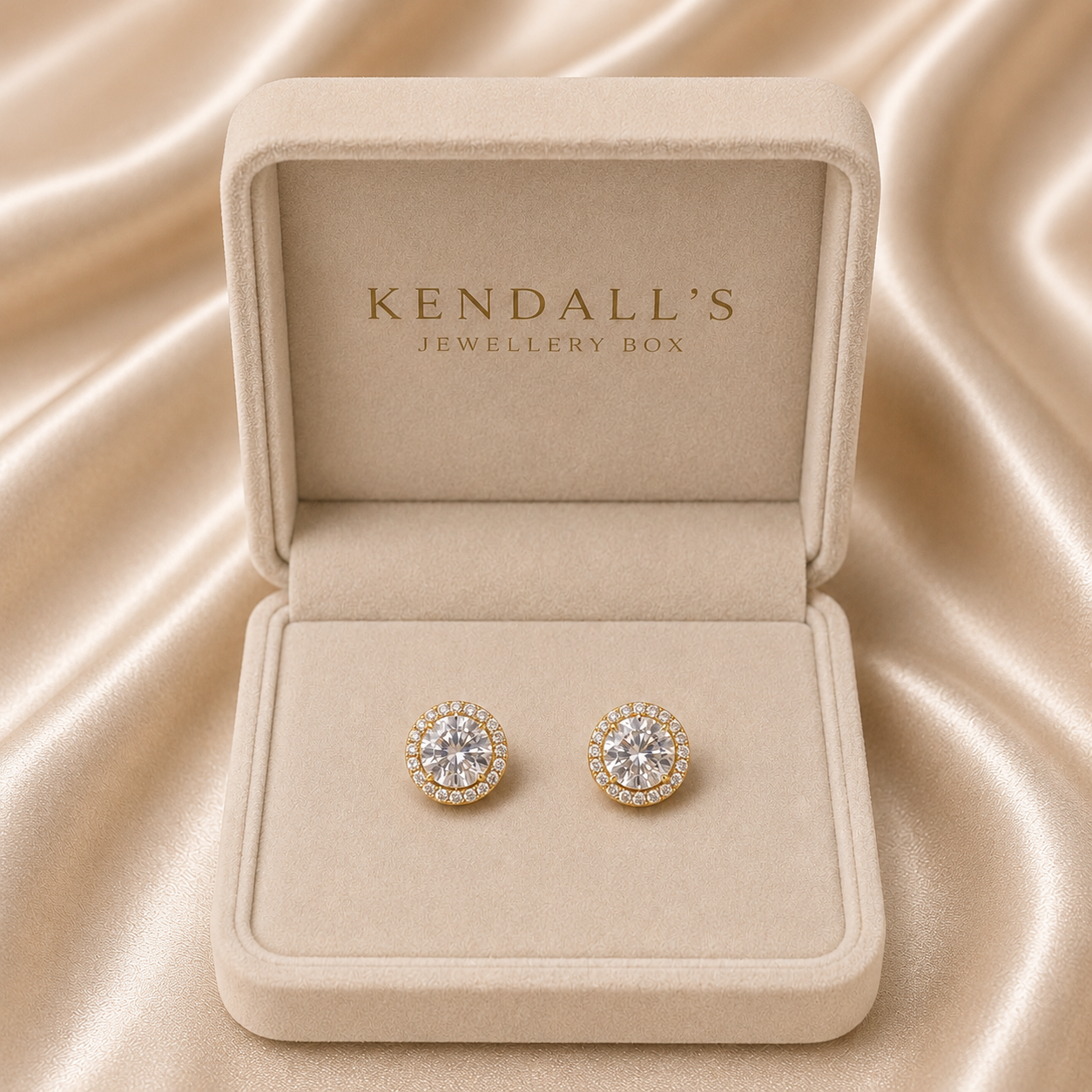 Circle CZ Stone Earrings Gold