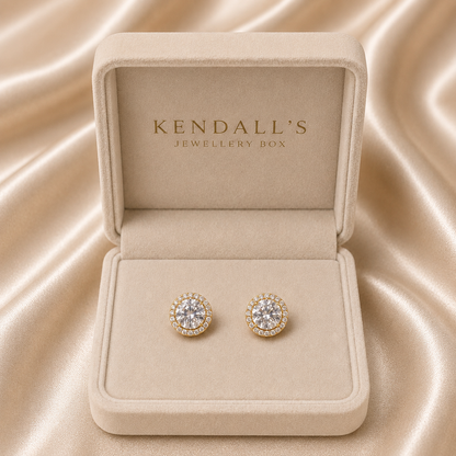 Circle CZ Stone Earrings Gold