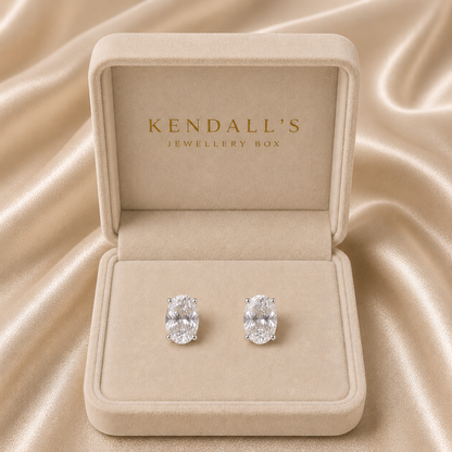 Large Oval Stud CZ Crystal Earrings