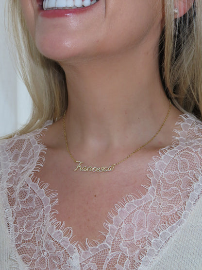 Lab Diamond Single Name Necklace