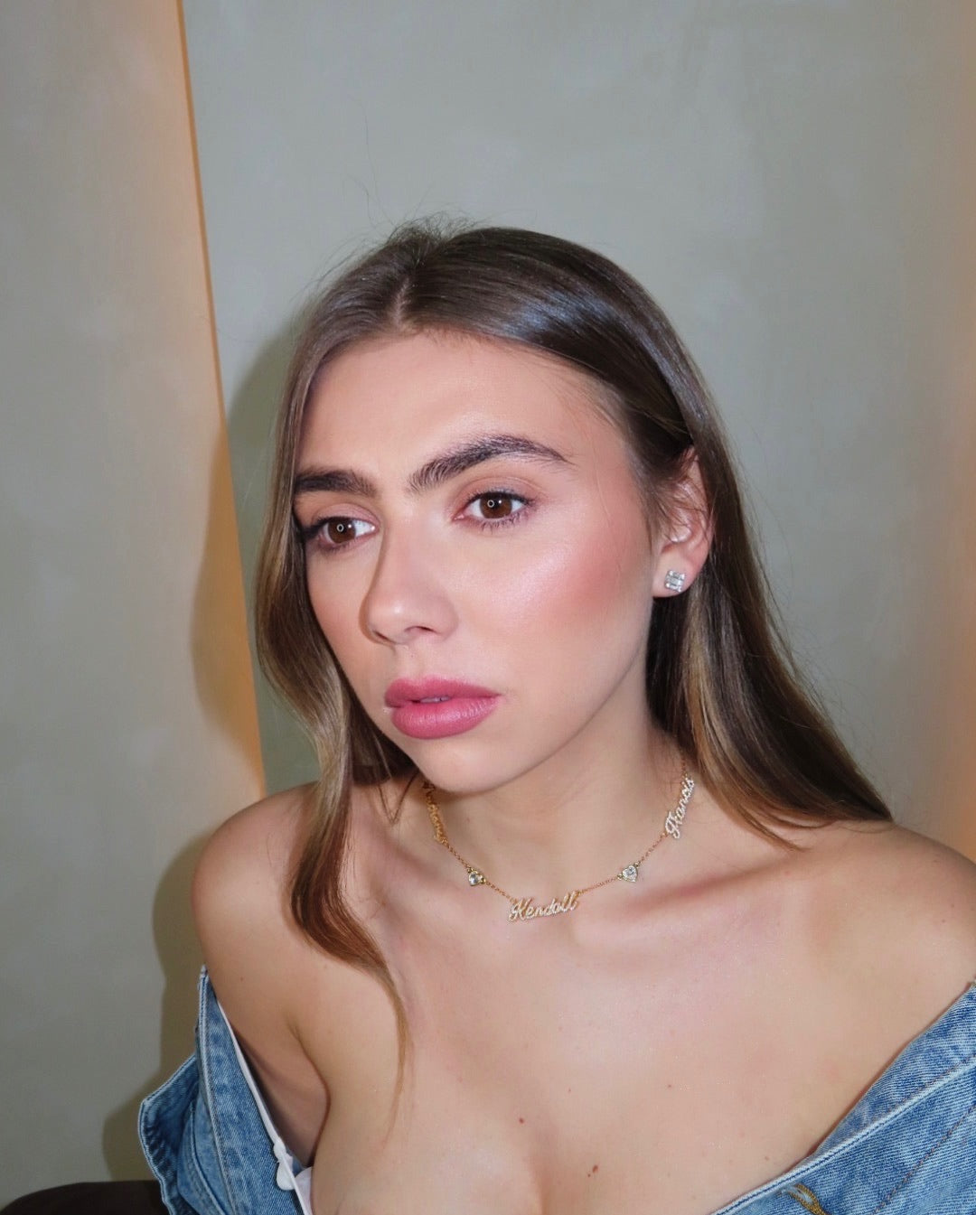 Multiple Name Necklace Full CZ Stone Heart.