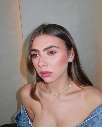 Multiple Name Necklace Full CZ Stone Heart.