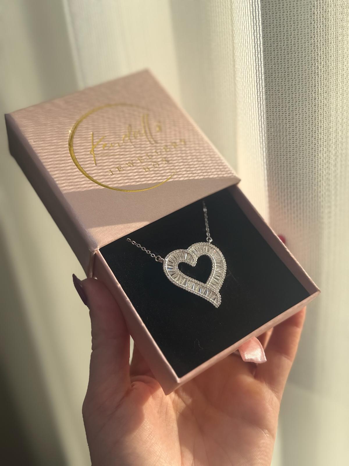 Flat Baguette Heart Necklace