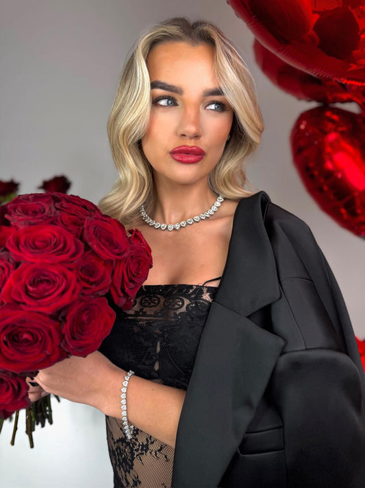 ELEGANT HEART NECKLACE & BRACELET SET